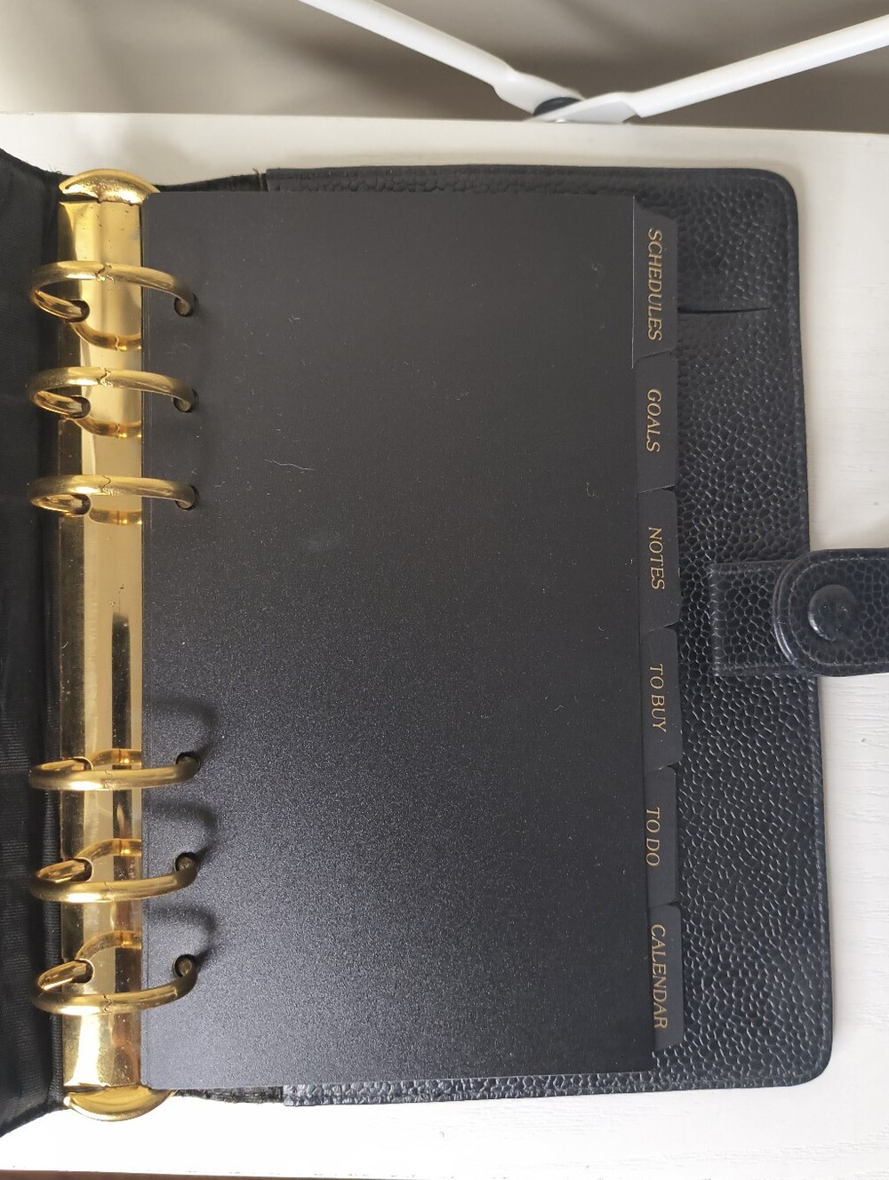 Chanel Vintage Medium Caviar CC Agenda Planner Black Gold Rings Made in France - Picture 11 of 13
